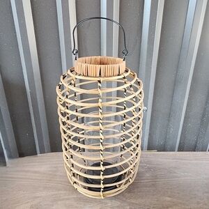 Kohl's Ivory Coast Rattan metal glass Extra large hurricane candle lantern